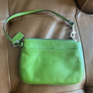 Green Coach Leather wristlet